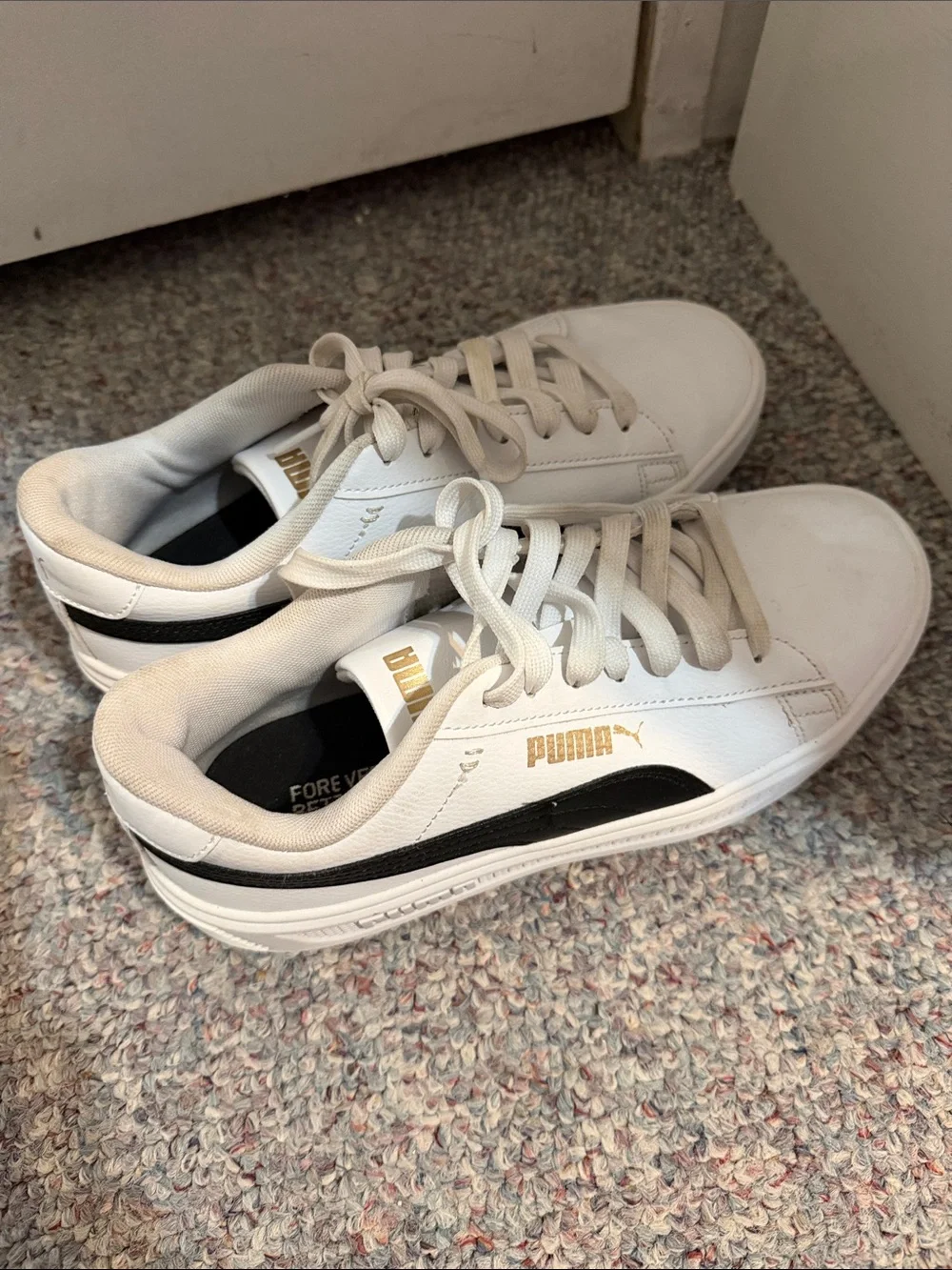 Puma White Low-Top Women's Sneakers with Black Accents